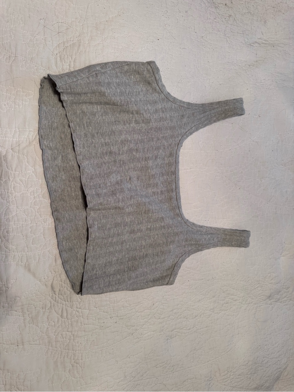 aerie Light Gray Ribbed Scoop Neck Crop Tank
